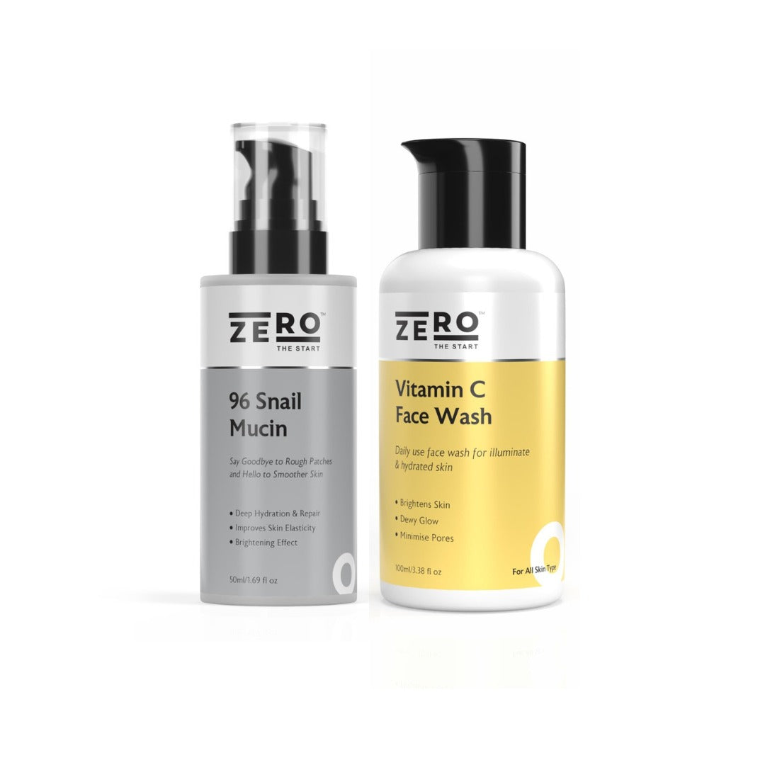 ZERO THE START Vitamin C Face Wash 100 ML + Snail Mucin Face Serum 50 ML Combo Pack