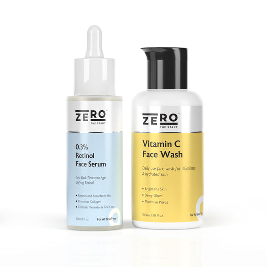 ZERO THE START Vitamin C Face Wash 100 ML + 0.3% Retinol Face Serum 30 ML Combo Pack