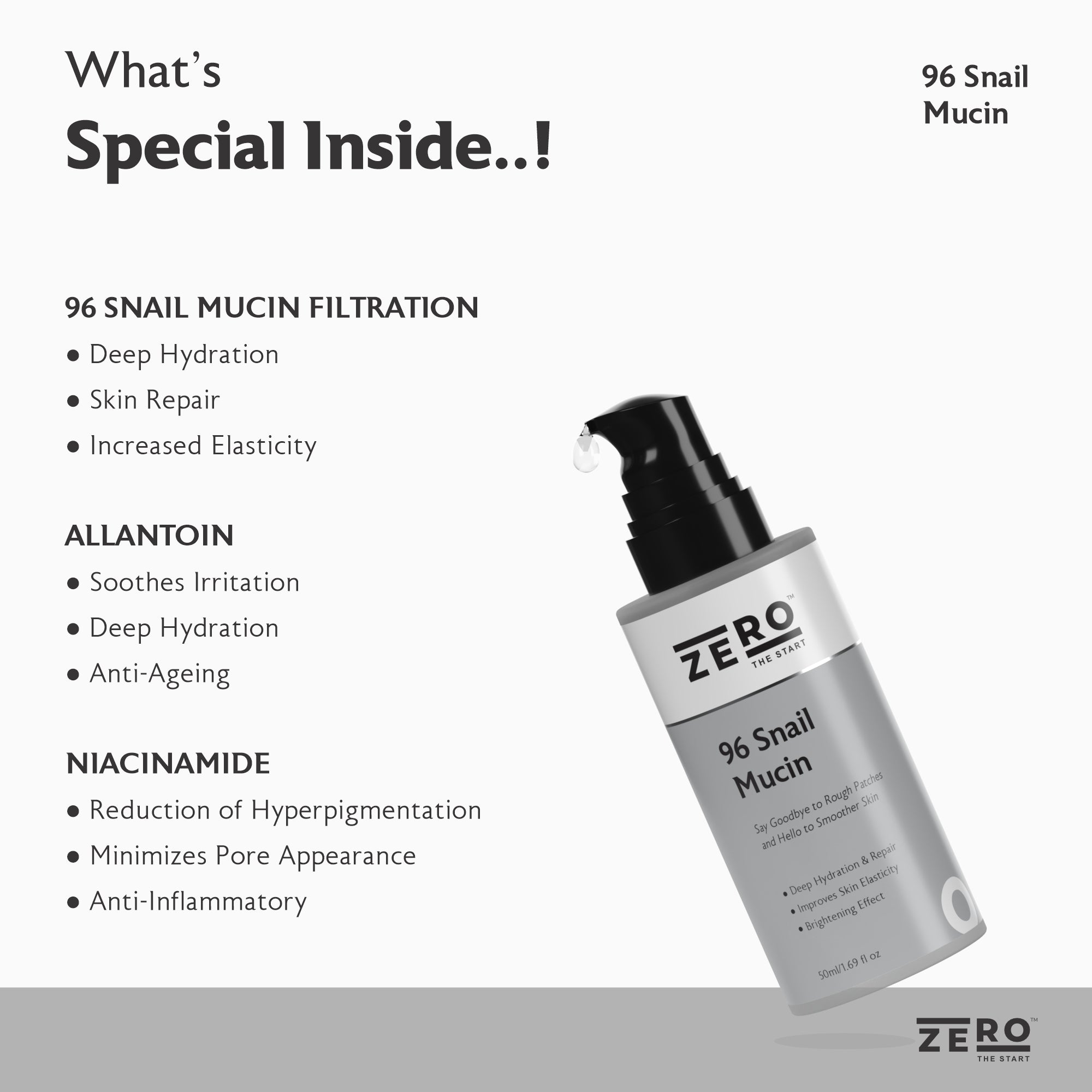 96 SNAIL MUCIN Face Serum – Zero The Start