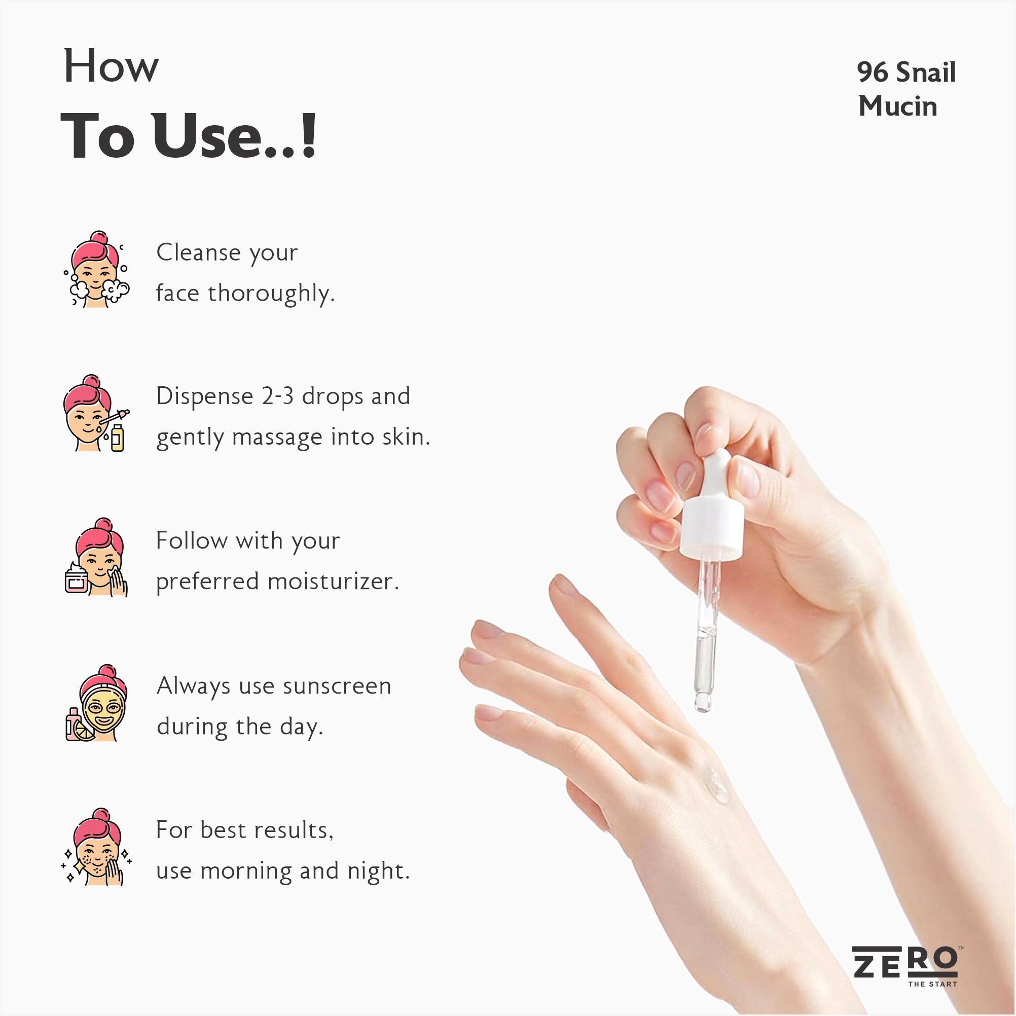 96 SNAIL MUCIN Face Serum – Zero The Start