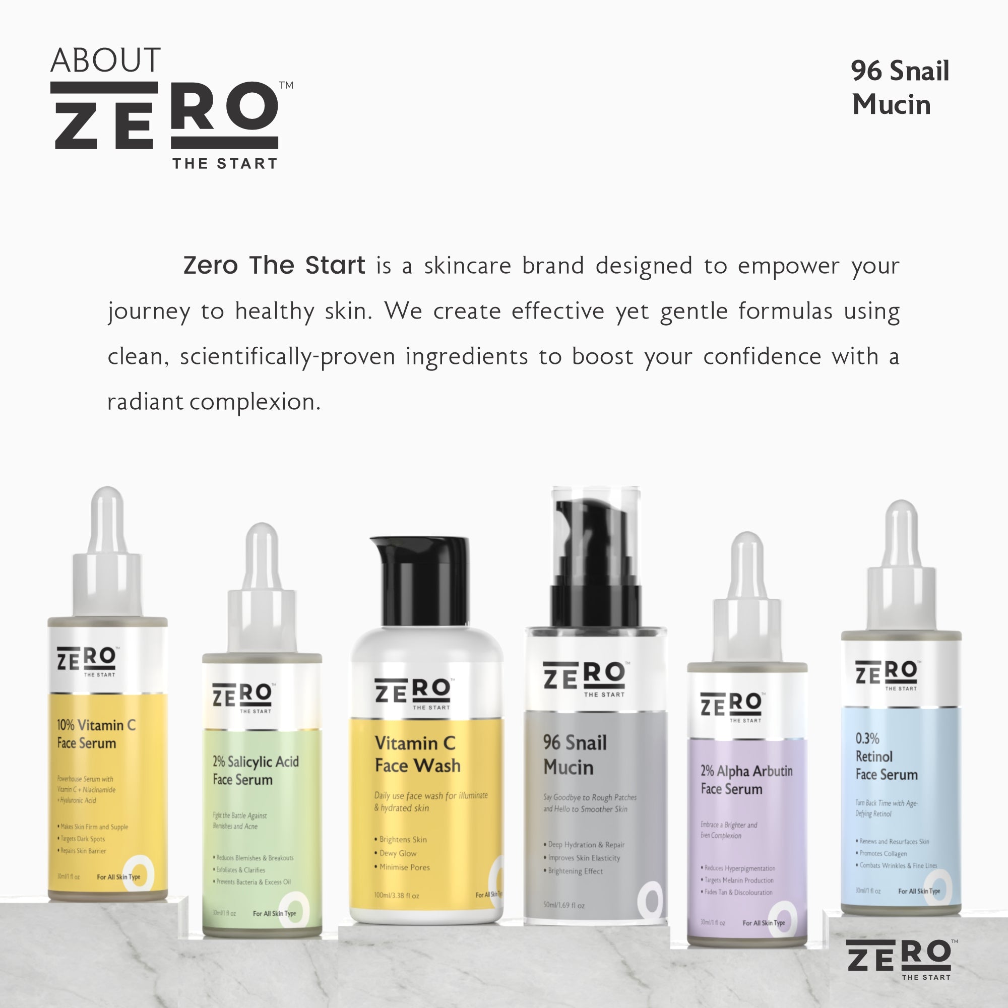 ZERO THE START 10% Vitamin C + 96 Snail Mucin Face Serum Combo