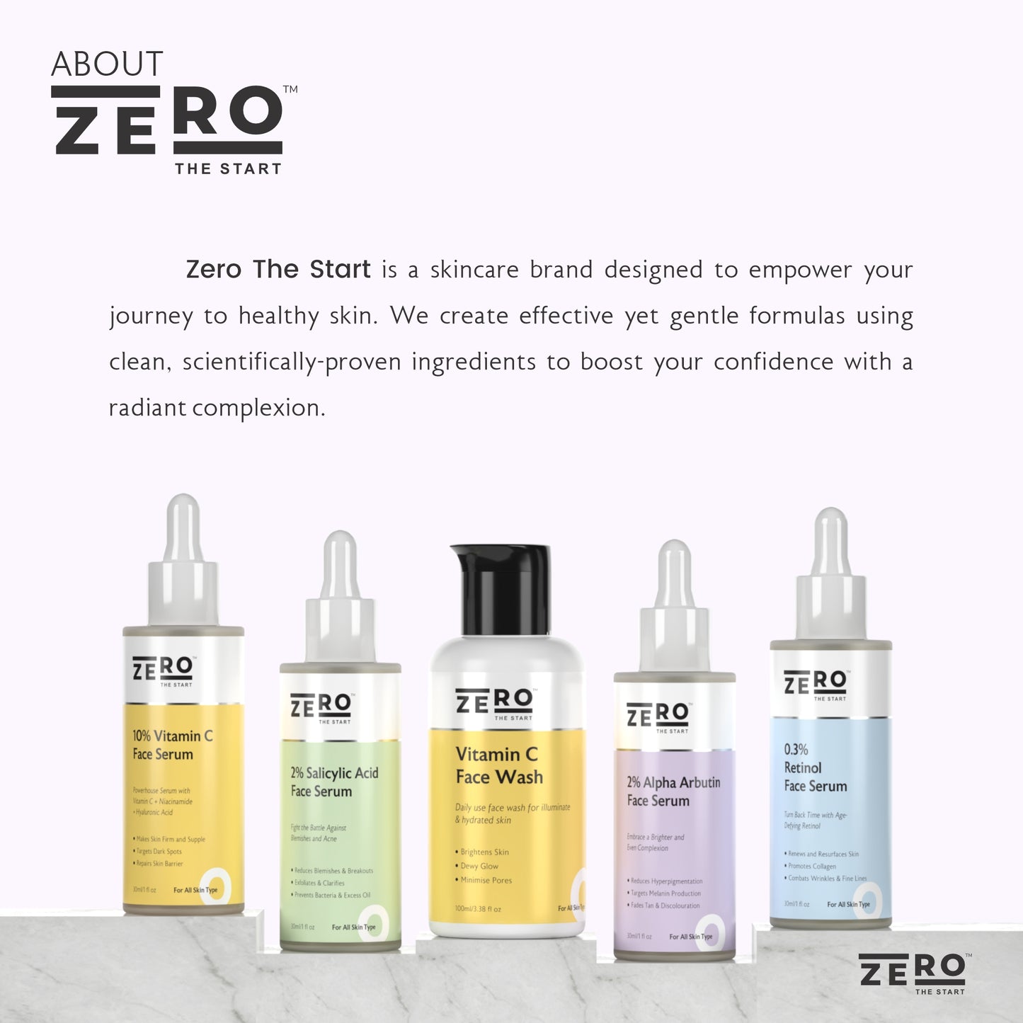 ZERO THE START Vitamin C Face Wash 100 ML + 10% Vitamin C Face Serum 30 ML Combo Pack